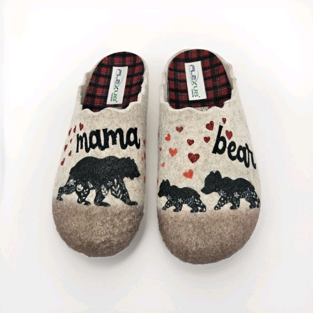 Flex Us By Spring Step Wool Felt Slippers Mama Bear Womans 37 Indoor Outdoor
